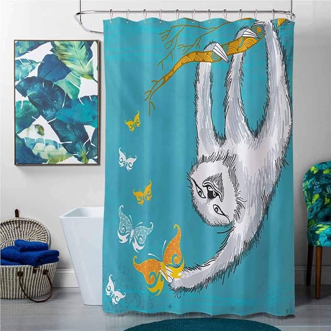 SKDSArts - Cortinas de Ducha africanas para Juegos de baño, Perezoso