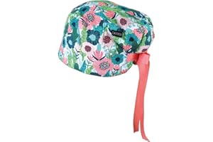CALOMED Euro Style Scrub Cap for Women & Men with Ribbon Ties & Buttons, Head Cover for Long or Short Hair