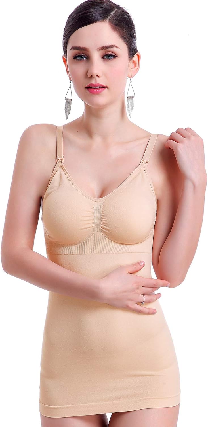 Angelhood Maternity Nursing Tank Tops for Breastfeeding, Womens Nursing Maternity Cami Built in Bra Sleep Bra Pack of 3 at  Women’s Clothing store