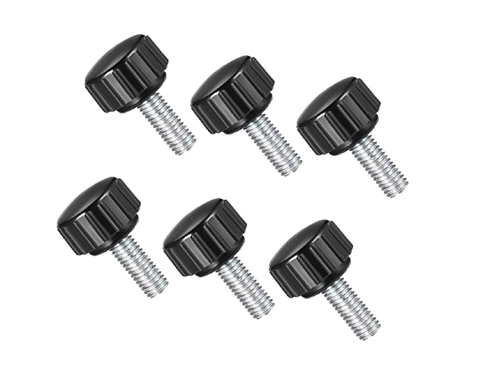 Boxonly Male Thread Knurled Clamping Knobs Grip Thumb Screw on Type for Saw, Drill Press, Lathe and Routing Jigs Hand Clamping Handle Bolt with Plastic Knobs M5 x 15mm 6pcs — image 1