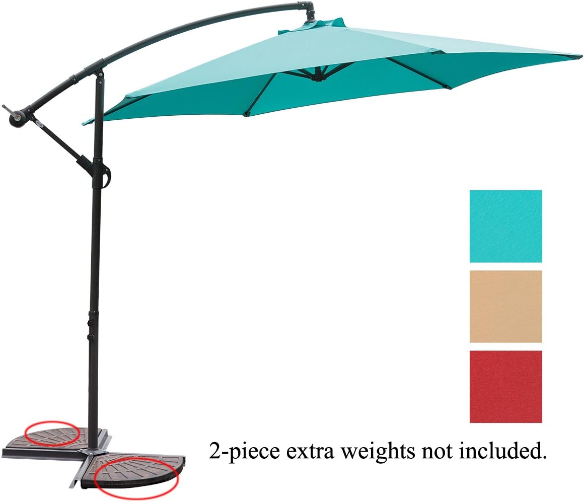 Naturefun 10ft Offset Patio Umbrella Outdoor Turquoise Amazon Co Uk Garden Outdoors