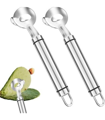 Kaktusschäler Set – 3 Stück Edelstahl-Schällöffel Mit Aufhängehaken, Zum Entstacheln Von Nopales