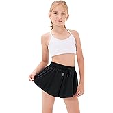 Stelle Girls Flowy Shorts with Pockets Athletic Running Skirt High Waist Butterfly 2 in 1 Sports Short 5-16 Years