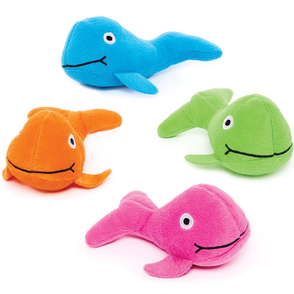 Baker Ross FC931 Rainbow Whale Plush Pals - Pack of 4, Soft Toys for Kids, Party Bag Fillers for Kids, Kids Toys