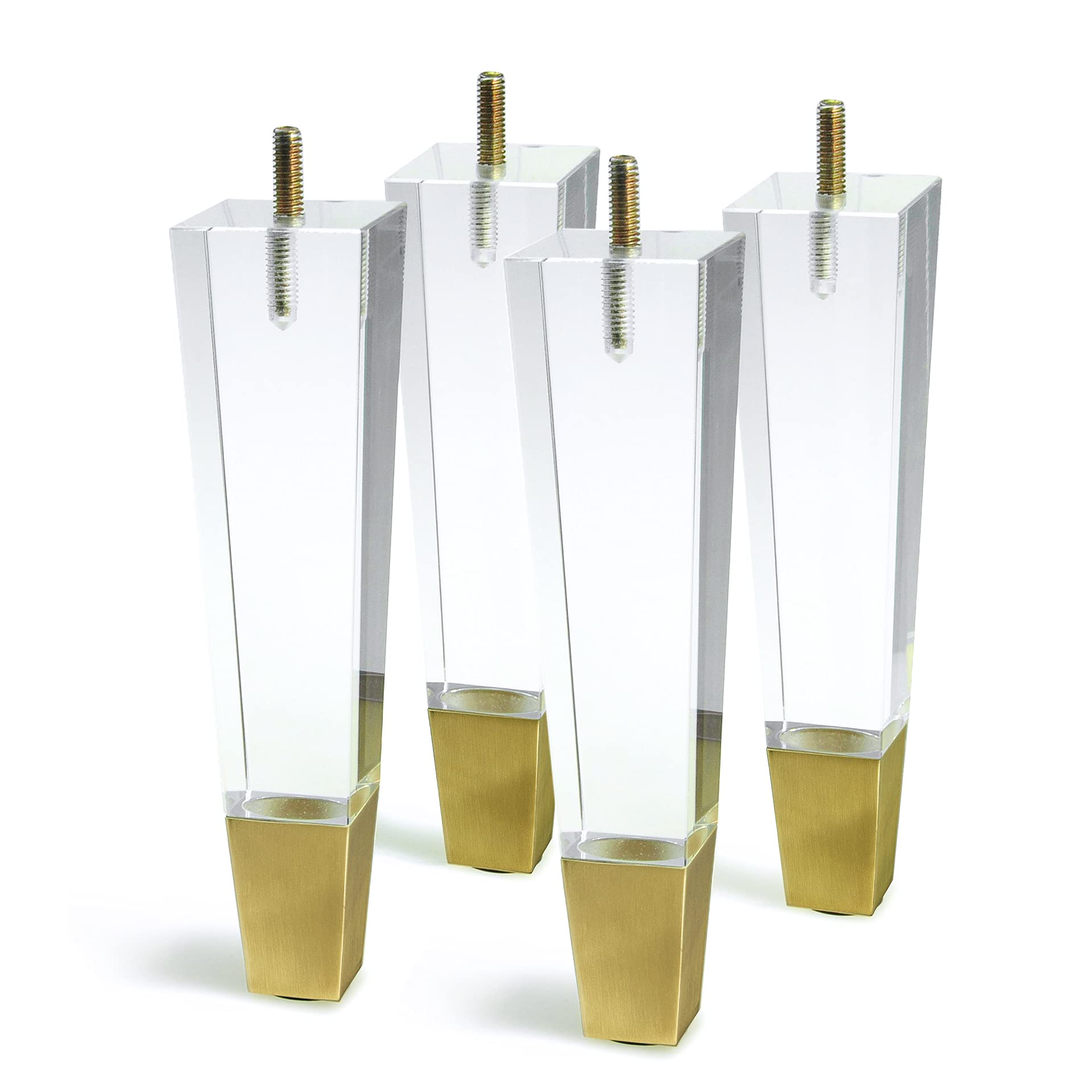 JEREVER Acrylic Furniture Legs Replacement Cabinet Feet Modern Clear Decor DIY Legs Square Style Set of 4 (7.8inch Square)
