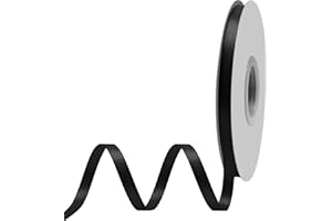 BVIEAKD Black Satin Ribbon - 1/4" x 50 Yards Double Faced Solid Color Ribbon for Crafts Weddings Bow Making & More