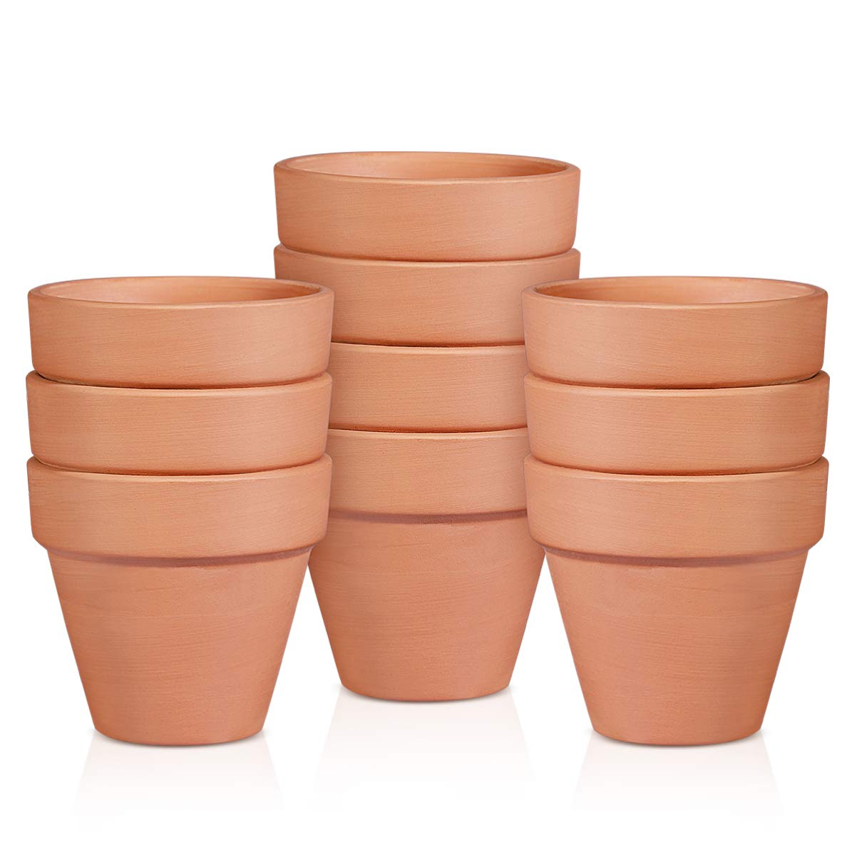 BESTonZON Clay Terracotta Plant Pots- 10 Mini Terracotta Ceramic Clay Flower Pots with Drain Hole, 5.5cm