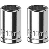 Upenjok 2PCS 1/4" Drive 10mm Socket Set, Shallow, Mirror Finish, Cr-V Steel, 6-Point