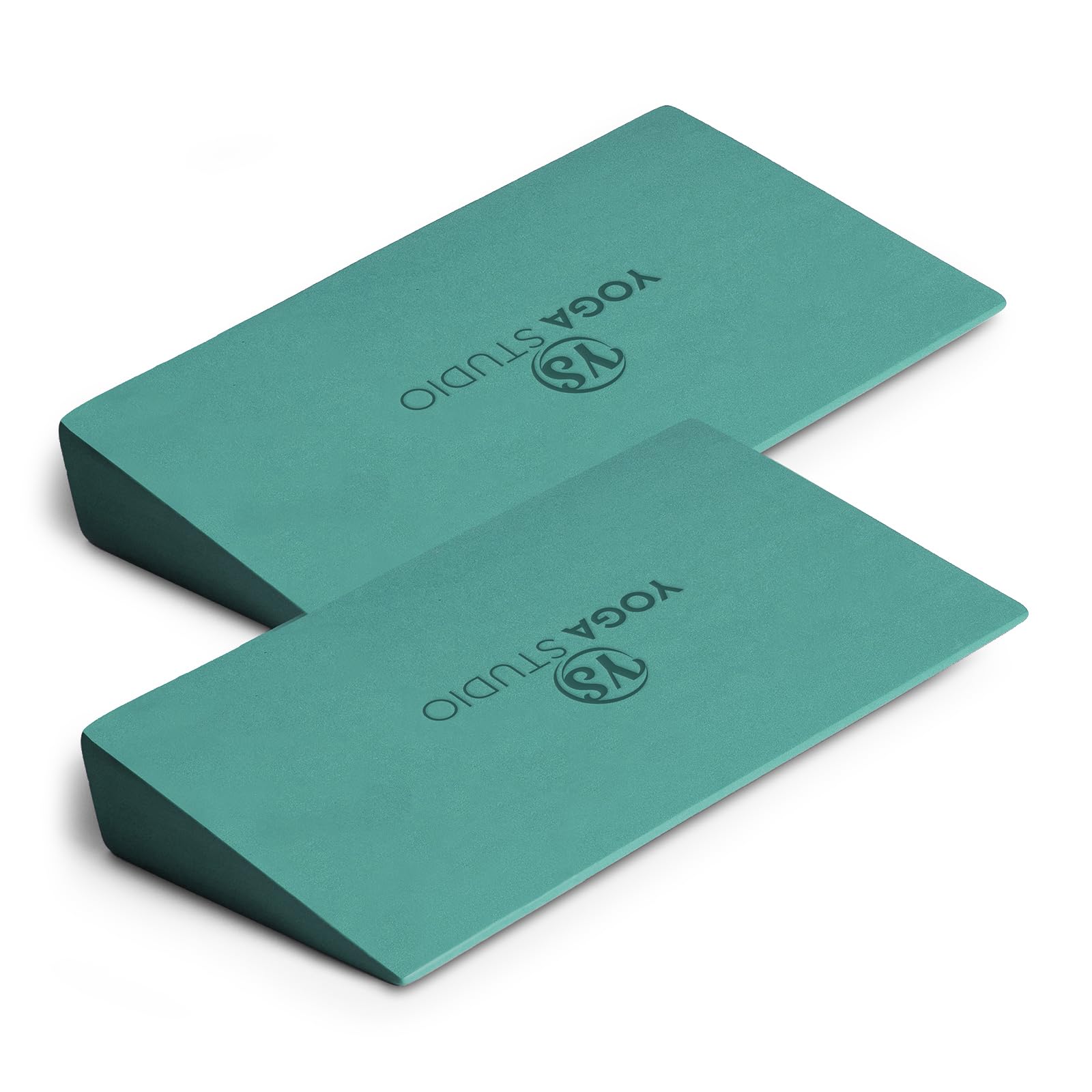 Yoga Studio EVA Yoga Wedge Blocks - 2 Pack (Pair) | Slant Board Twin Pack | Calf Stretcher | Lightweight EVA Foam | Mini Half Wedges | Non Slip Yoga Wedge for Wrists and Hands (Teal)