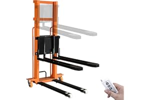 ZMGMAIBAO Electric Pallet Stacker, Yellow, 1300lbs Capacity, 51" Lifting Height, Industrial Forklift Truck