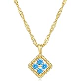 Treasure Bender Birthstone Gold Necklace for Women - Dainty 18K Gold Plated Clover Pendant Necklace Dainty Gold Flower Necklaces Christmas Birthday Gifts for Women Wife Mom