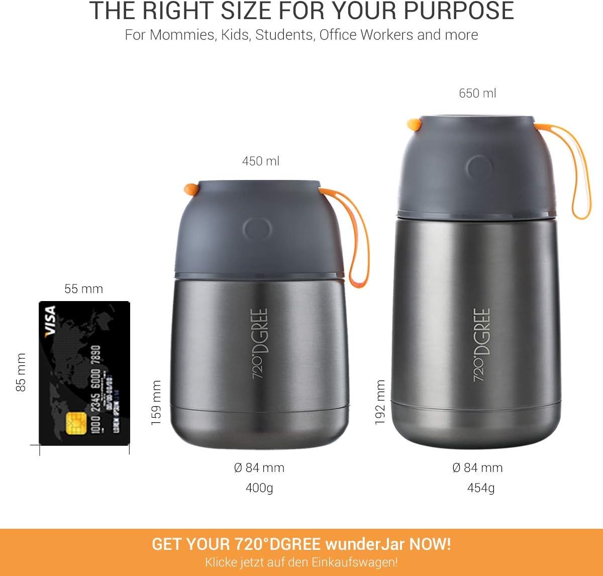720°DGREE Thermo Food Flask “wunderJar“ 530ml, Premium Stainless Steel, BPA-Free, Insulated Container for Hot Lunch Meal Prep - Image 5