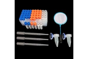 Saricho Brine Shrimp Egg Dispense Storage Kit with 50 Egg Collection Bottles, Holder, 3 Aquarium Feeders, 2 Automatic Feeding Bottles, Collecting Net