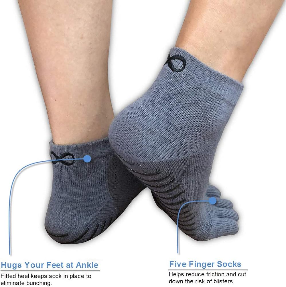 YogaAddict Yoga, Pilates, Barre, Dance, Full Toe Socks with Grips, 1 & 3 Pairs Set, Anti Non Slip Skid, for Women & Men : Clothing