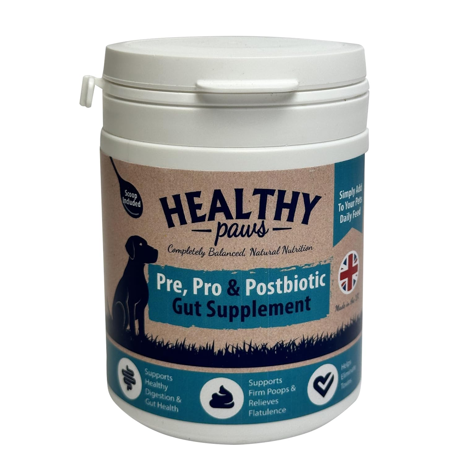Happy Pet Pre, Pro & Postbiotic Gut Supplement 150g - Combination of Natural Ingredients Designed to Support Healthy Digestion, Immunity, Skin and Coat