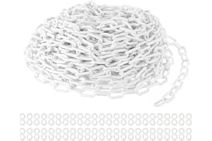 PATIKIL Plastic Chain Links, 100 Foot Safety Barrier Chain White for Crowd Control, Queue Line, Parking, Fence, Gate, Concert, Construction Site and Decoration