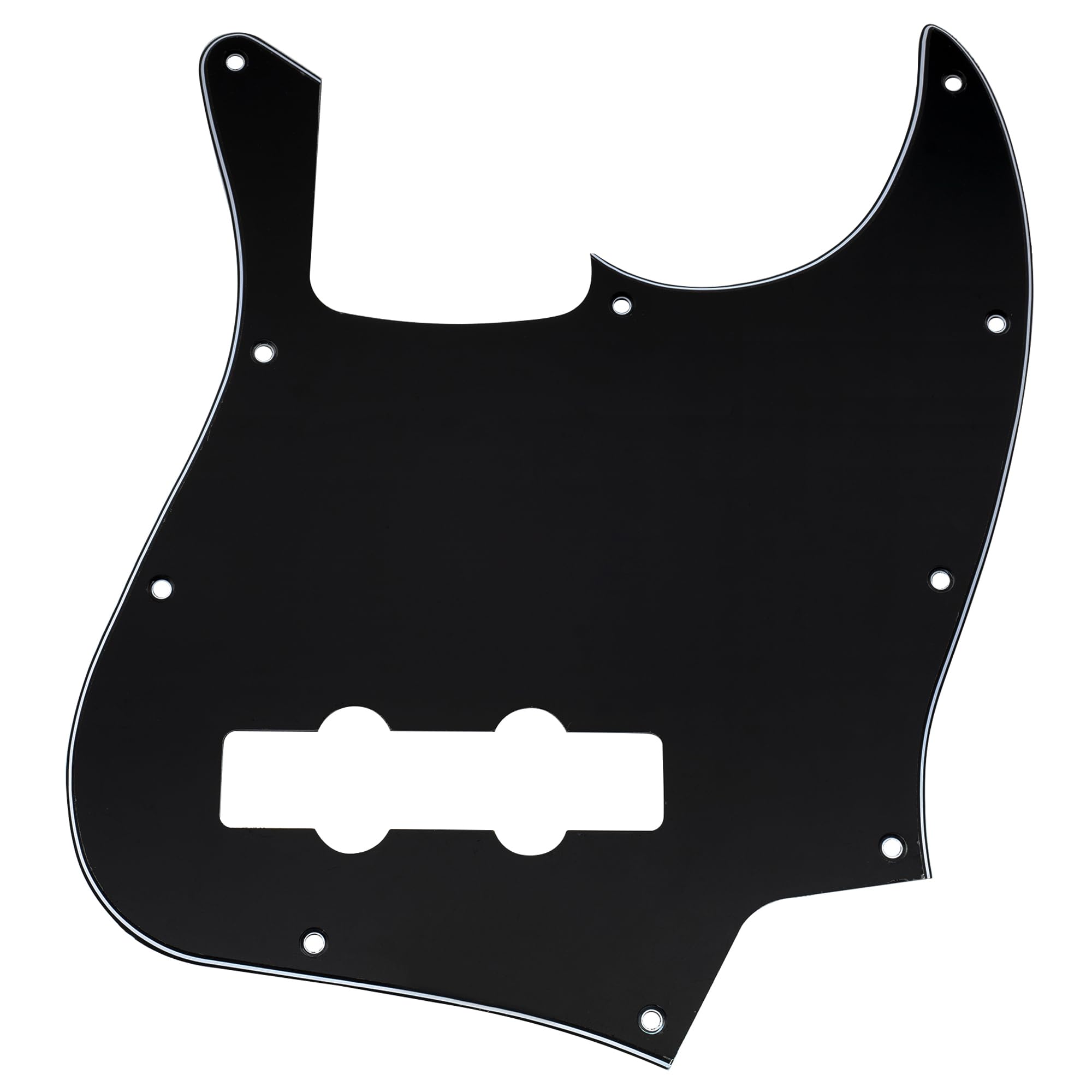Musiclily 10 Hole J Bass Pickguard for Fender American/Mexican Made Standard Jazz Bass, 3Ply Black