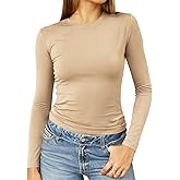 Abardsion Women's Long Sleeve Shirts Spring 2026 Casual Basic Going Out Crop Tops Slim Fit Tight Y2K Clothes