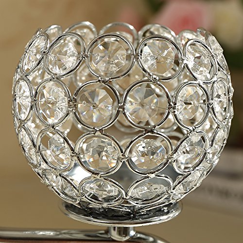 VINCIGANT Modern Silver Crystal Candelabra for Wedding Parties Events Coffee Table Decorative Centerpiece,Holiday Home Decoration Valentines Day Gifts,Fireplace Candleholder