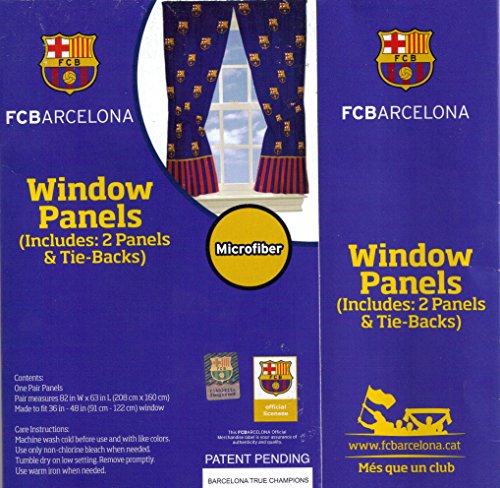 FC Barcelona FCB Window Panels Curtains Drapes, Football Soccer