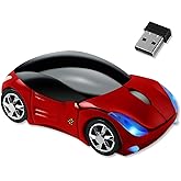 HUGJEPTTY Cute Mouse Wireless Red，1600DPI 2.4G with USB Reciver Car Mouse for Computer Wireless Computer Mouse Wireless USB Wireless Mouse for Laptop Computer Tablet for Windows for Mac OS（Red）