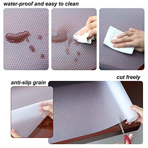 Mebbay 4 Rolls EVA Shelf Liners for Kitchen, Cabinet Cupboard, Non-Slip Drawer Liners for Refrigerator, Desk, Shoe Placemats with Anti-Slip Grain, 17.7 x 59 inches - Clear - Thumbnail 3