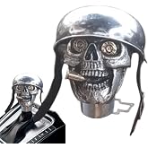 Skull Soldier Grip Handcrafted Gear Knob,Sliver Devil Skull Car Stick Shifter Handle,Skeleton Style Fit Most Manual Automatic Transmissions,Halloween Car Decorate, Holiday Gifts (1 Pc)