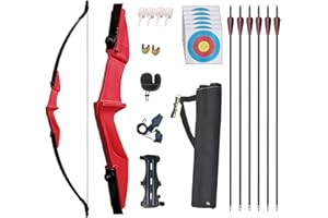 Monsour Archery Takedown Recurve Bow and Arrow Set Left/Rght Hand Longbow Kit Beginner Outdoor Hunting Shooting Practice 20lb 30lb 40lb