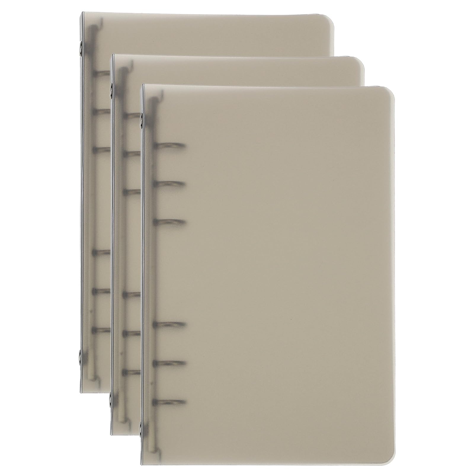 PATIKIL A6 Cover, 3 Pcs PP 6 Ring Loose Leaf Binder Protector, Refillable Notebook, Thickened Frosted Round Ring for Meeting Folder, Brown