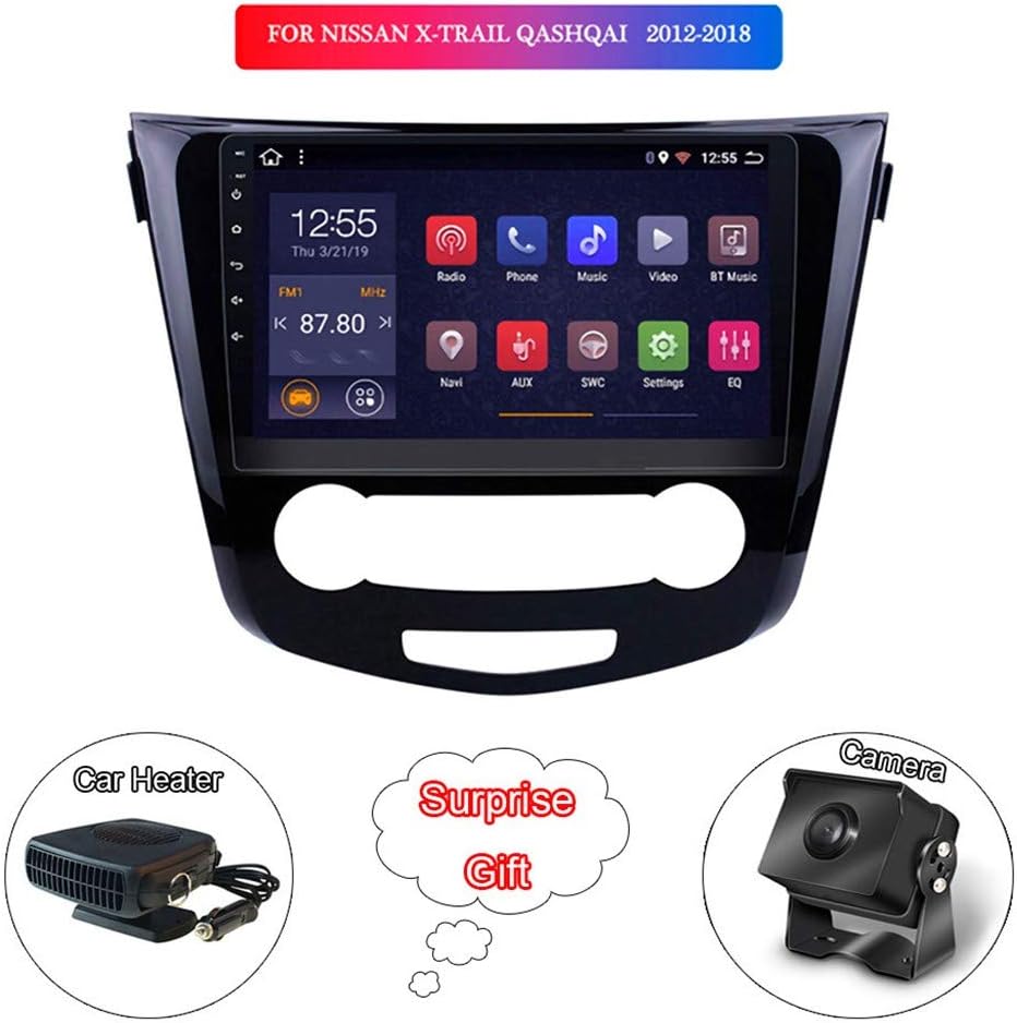 10.1 Inch Multimedia Radio System Android 8.1 Car DVD GPS Navigation, for Nissan X-Trail Qashqai 2012-2018 with Bluetooth/WiFi/Steering Wheel Control(Contain Camera/Car Heater)