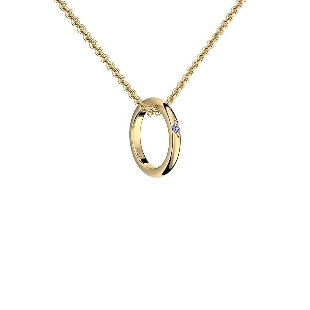 Ring Anhänger Kette Gold 333 mit Saphir + inkl. GRATIS Luxusetui + Ring an Kette Taufring Taufkette Goldanhänger Goldkette 33