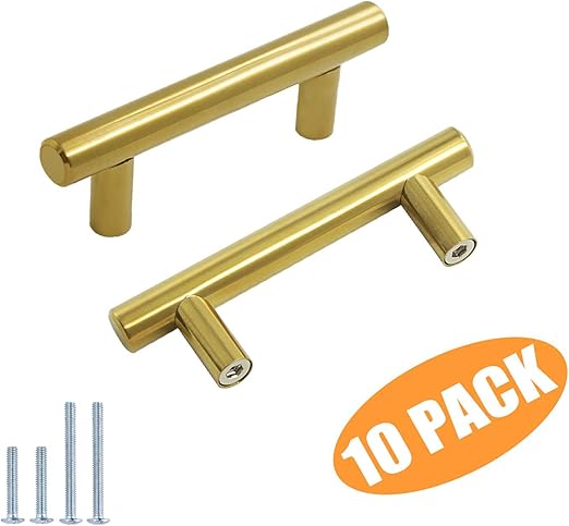 Probrico Brushed Brass Modern Cabinet Hardware Kitchen Cabinet T