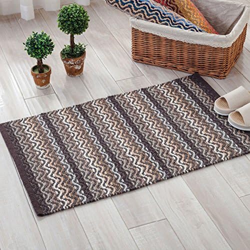 Indian Style Cotton Knitting Doormat Wave Pattern Carpet Ethnic Style Knitted Door Mat for Bedroom/Washroom/Bathroom/Kitchen 18"x28" (#2)