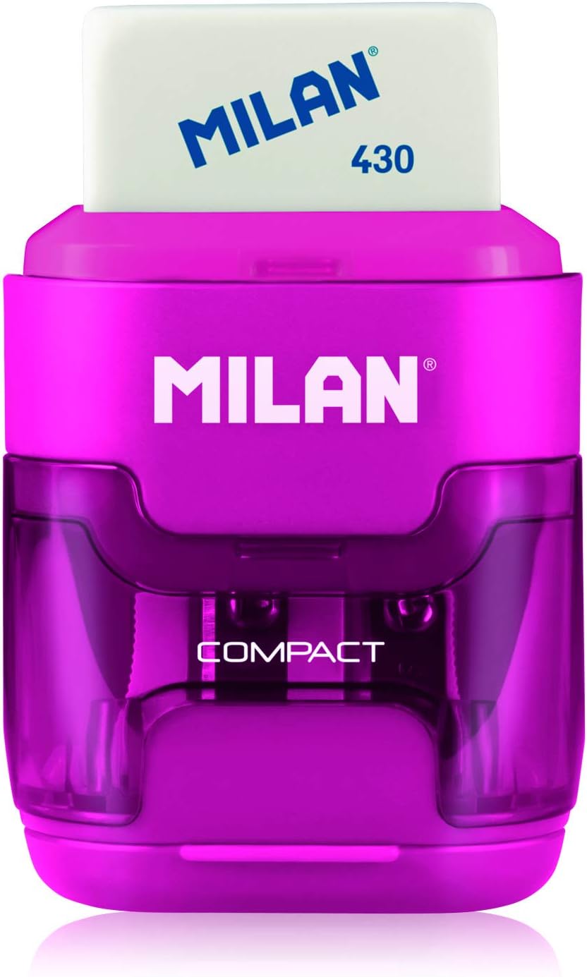 MILAN 151008 2 in 1 Sharpener and Eraser - Assorted Colours (Pack of 16), white, small - Image 5