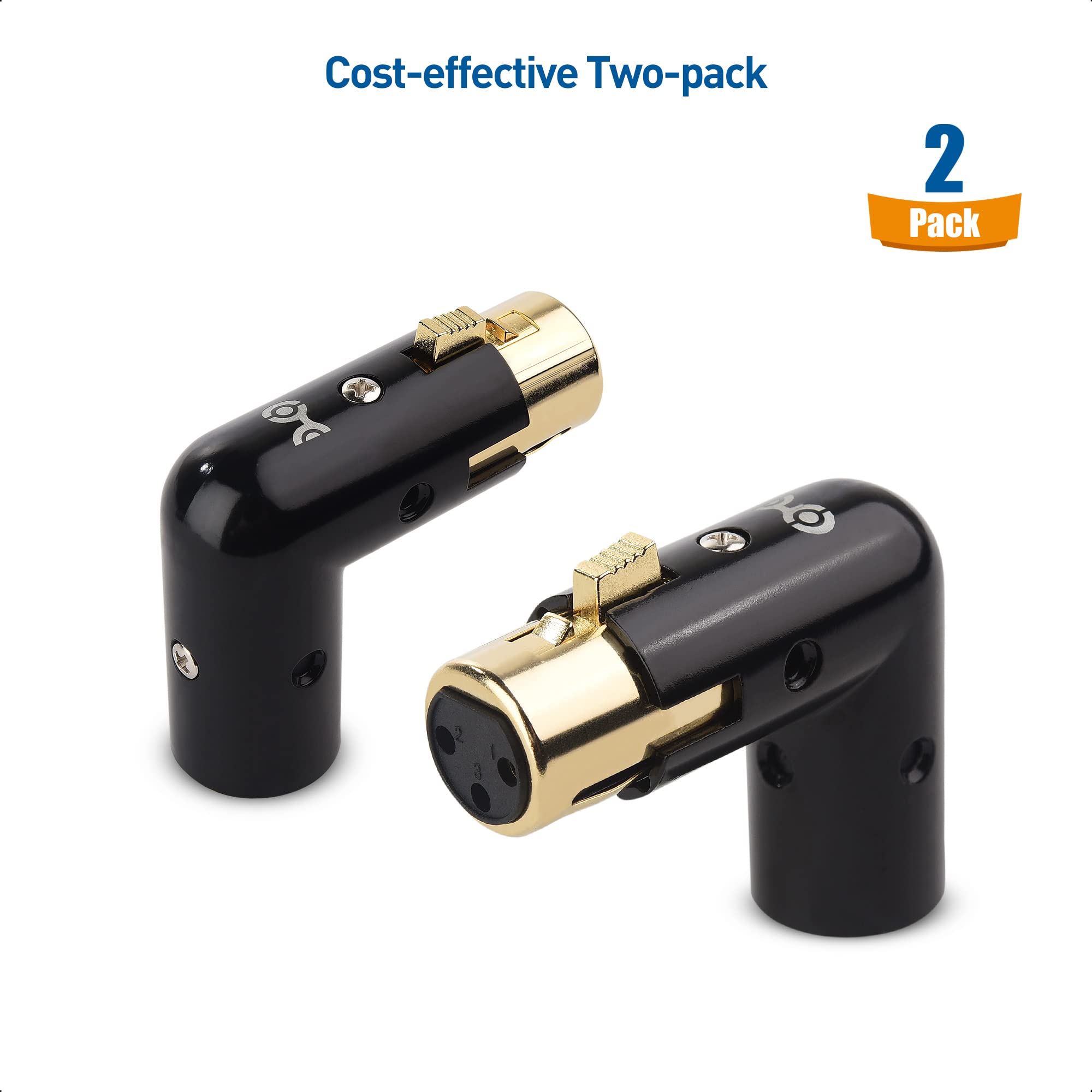 Cable Matters 2-Pack Adjustable Male to Female Right Angle XLR Adapter in Black (XLR 90 Degree) & 120 Ohm 3-PinXLR Terminator/DMX Terminator - Optimal Signal Integrity for Lighting and Audio System