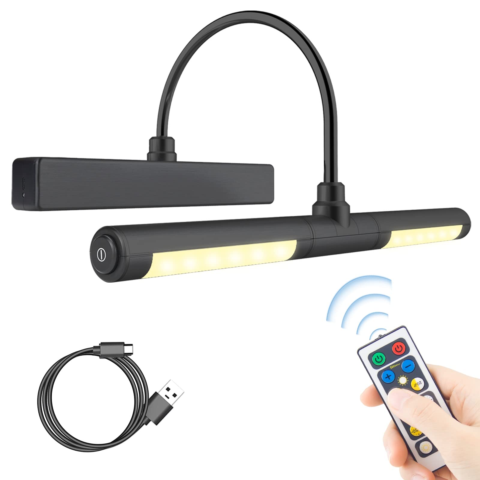 LUXSWAY Wireless Picture Light for Paintings,Recgargeable Painting Light with Remote Control,Dimmable and Timer Off Art Display Light with Rotatable Light Tube for Picture Frame Artworking Portrait