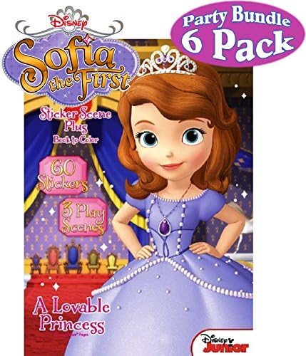 Disney Junior Sofia the First "A Lovable Princess" Sticker & Coloring Book Party Bundle - 6 Pack
