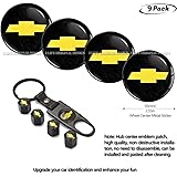 9pcs,65mm Chevrolet Emblem Badge Sticker Wheel Hub Caps Centre Cover +Tire Valve Stem Caps Cover for Chevrolet+ Keychain