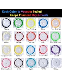 Parner   Filamento 3D para bolígrafos, 0.069 in (20 colores, incluye un resplandor en la oscuridad), sin pegamento, no tóxico, relleno de filamento 3D, compatible con bolígrafos 3D, uso de filamento de 0.069 in
