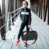 Flintronic Lightweight Travel Gym Duffel Foldable 50L Wet Dry Black view 8