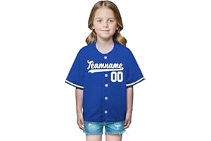 Eiteehkr Custom Baseball Jersey Button Down Short Sleeve Softball Jersey Hip Hop Black Sport Jersey for Kids