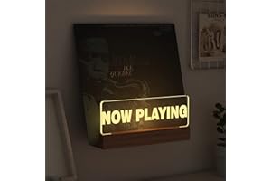 Lampeez Light up Now Playing Vinyl Record Stand Wall Mount,Now Spinning Record Player Stand, Wooden Acrylic Holder for Vinyl Album Display