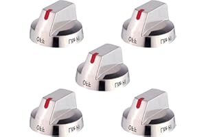 Abeskch DG64-00473A Control Stove Knob Replacements Compatible with Samsung Stainless Steel Range Oven Gas Stove Knobs NX58F5700WS NX58H5600SS NX58H5650WS NX58J7750SS NX58H5650WS NX58M6850SS (5 Pack)