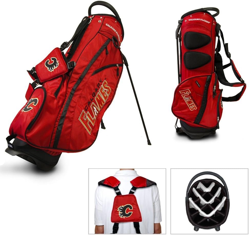 Team Golf NHL Calgary Flames Fairway Golf Stand Bag, Lightweight, 14-way Top, Spring Action Stand, Insulated Cooler Pocket, Padded Strap, Umbrella Holder & Removable Rain Hood : Sports & Outdoors