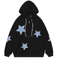 Lafaguw Cute Hoodie Women Men,Star Graphic Zip Up Hoodies Oversize
