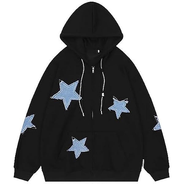 トップス Thermal Hoodie archive star sleeve flare Lafaguw Cute Hoodie Women Men,Star Graphic Zip Up Hoodies Oversize