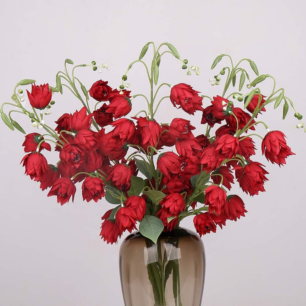 Amazon Com Yiliyajia 5pcs Artificial Flowers Silk Fake Yucca Gloriosa Flowers Moundlily Floral For Home Office Table Decoration Red Furniture Decor