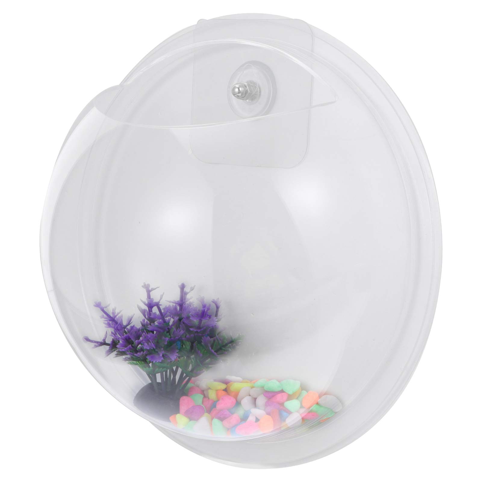 POPETPOP Wall Fish Bubble Wall Mounted Fish Tank Hanging Clear Bowl Vase Flower Plant Pot Aquarium for Home Office Decoration Transparent (Random Accessories) Size 2