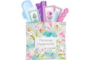 PH ADVANTAGE Menstrual Kit All-in-One | Convenience on The Go | Single Period Kit Pack for Travelling, Tweens & Teenagers | Individually Wrapped Feminine Hygiene Products (Butterflies)