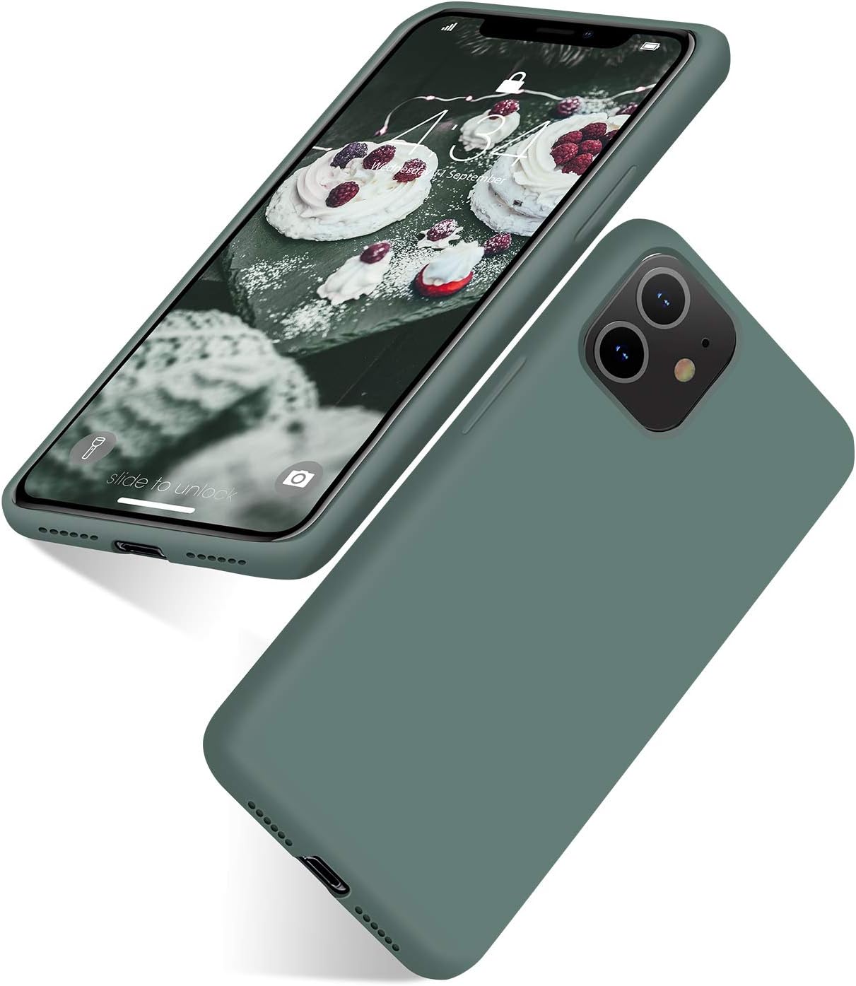 abitku Silicone Case for iPhone 11, Slim Liquid Silicone Soft Gel Rubber Shockproof Protective Case Cover (Full Body Case with Microfiber Lining) Compatible with iPhone 11 6.1" 2019 (Pine Green)